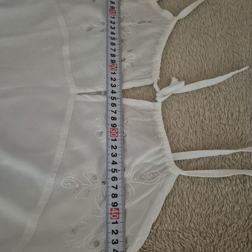Cotton dress with adjustable straps like new, white, embroidered sequins
