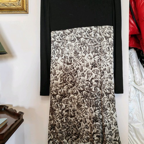 Burani collezioni dress used, black with black and white pattern, size small-medium