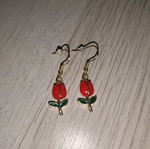 Earrings red tulips new