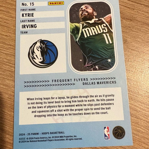 2024-25 Panini NBA Hoops Frequent Flyers Kyrie Irving #15 card new