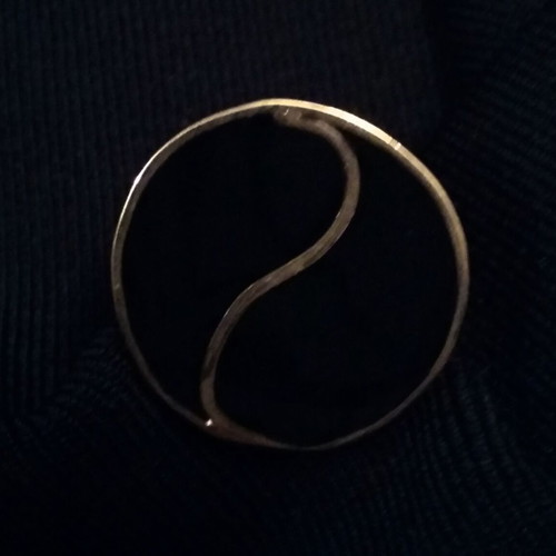 Yin Yang ring silver 925 with copper and black enamel, handmade