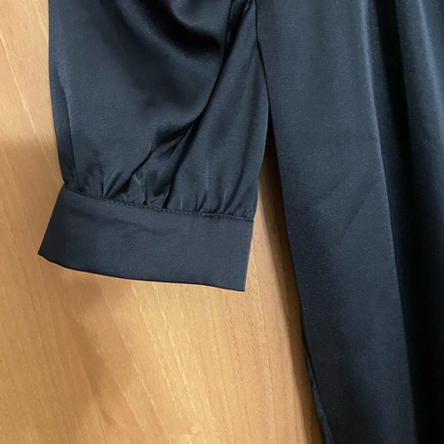 Regalinas satin short-sleeve shirt new, black, size S