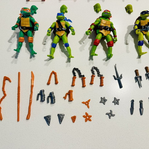 TNMT movie figures used with accessories Leonardo Donatello Michelangelo Raphael