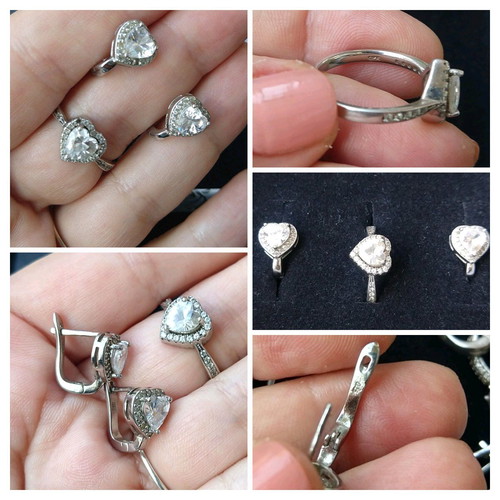 Engagement silver jewelry set Promise used with AAA zirconia