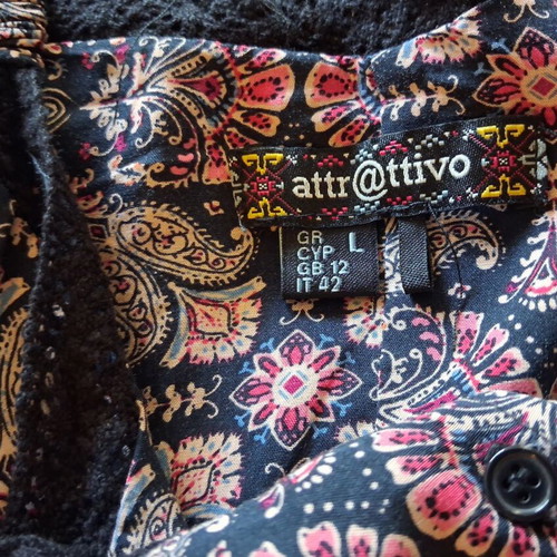 Attrattivo Maxi Dress like new, viscose, black with pink and blue pattern