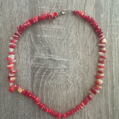 Necklace used with red coral-like beads