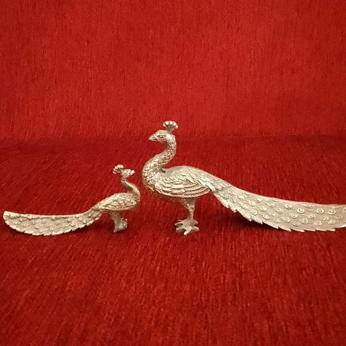 Miniature peacocks used, set of two pieces