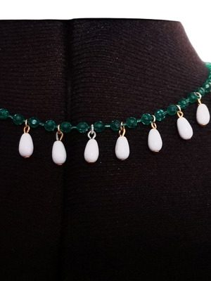 Handmade necklace short new, summer style white and green