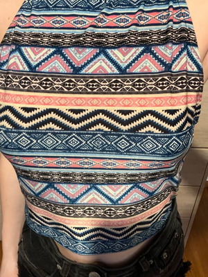 Sleeveless top used, size S, blue and multicolor