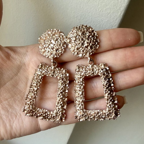 Gold dangle large vintage geometric earrings Zara used