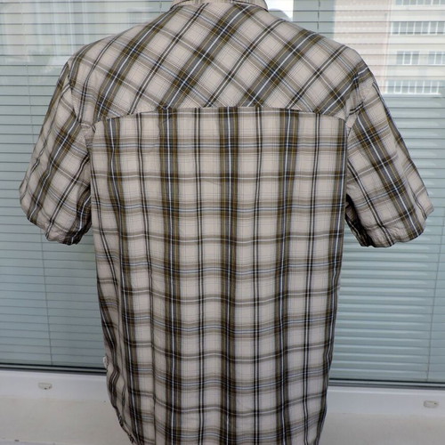 Jack Wolfskin men's beige check shirt, XL, short sleeve