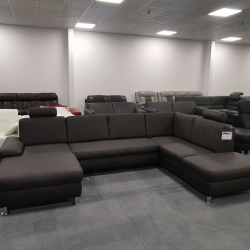Brown-gray leather corner sofa CARO new with storage function