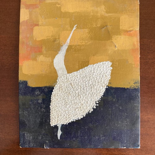 Dancer in a White Tutu Acrylic on Cardboard used