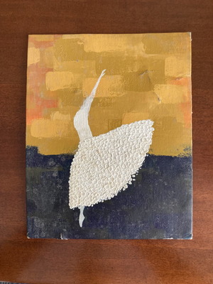 Dancer in a White Tutu Acrylic on Cardboard used