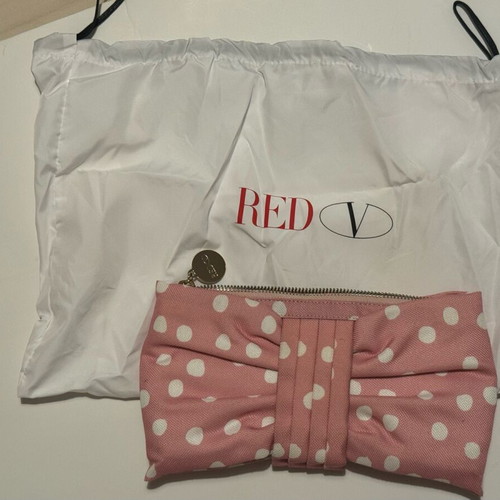 Red Valentino pink polkadot clutch bow like new