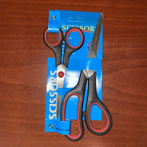 Set of 2 general purpose scissors, black and red