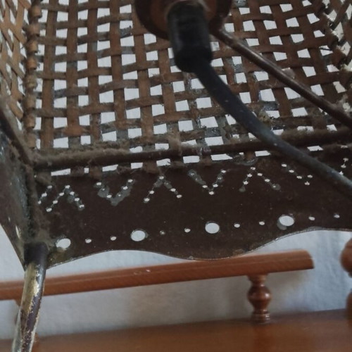 Floor lamp like new with bronze frame and bamboo mesh 70 cm