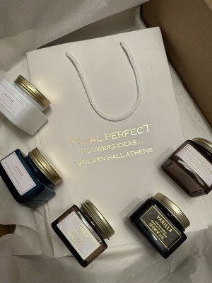Petal Perfect Golden Hall Athens collection of 5 luxury mini candles new