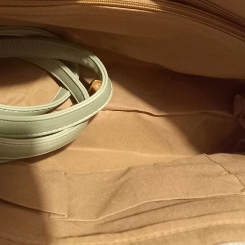 Two-tone handbag like new, white and green, shoulder strap