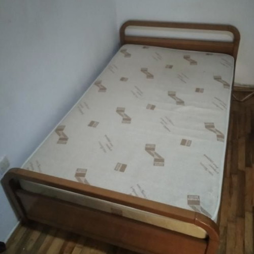 Semi-double bed with mattress used, solid wood 200x117cm