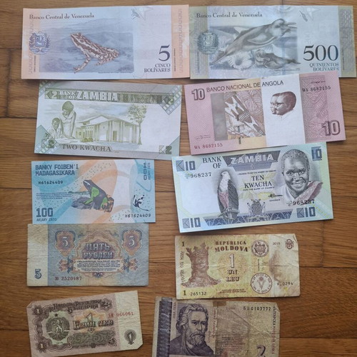 Banknotes used, set of 50 from around the world