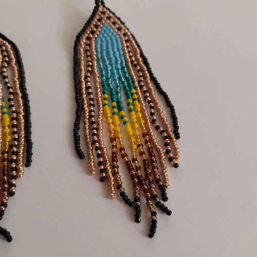 Handmade beaded tassel earrings with colorful beads new
