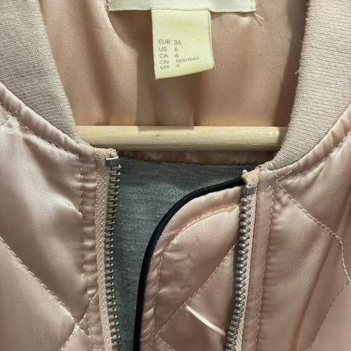H&M Quilted Bomber Jacket used, soft pink, size S