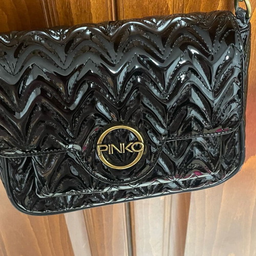 Pinko crossbody bag used, black patent leather