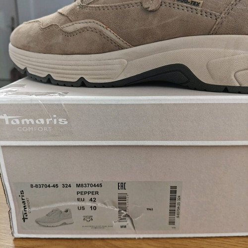 Tamaris comfort shoes new, leather suede sneakers brown beige