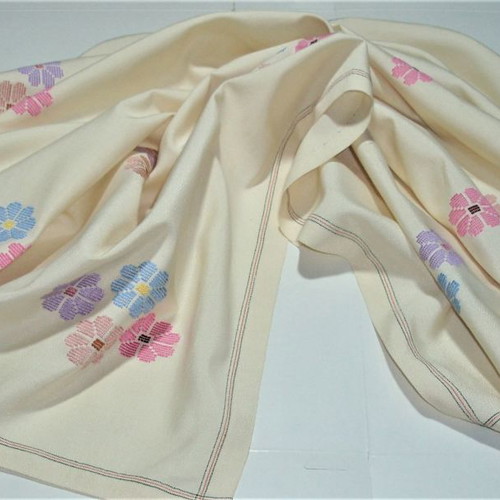 Monastery of Kalogria Silk Tablecloth used, handmade (natural silk)