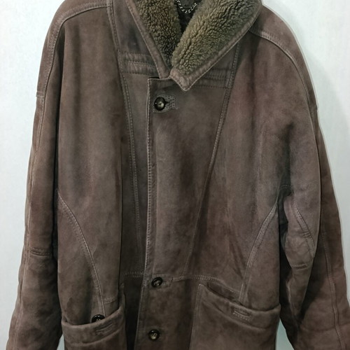 Mouton Sheepskin Shearling Coat used, brown, size L-XL