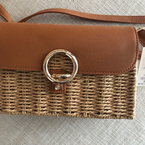 Straw shoulder bag new brown