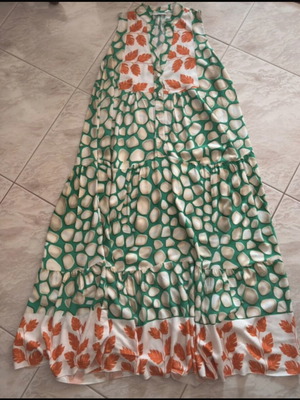 Maxi dress like new, green and orange, size L