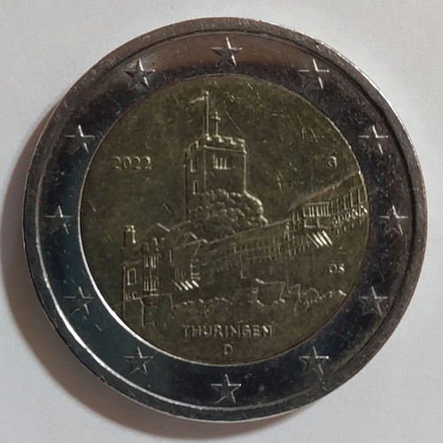 2€ Germany 2022 Thuringia used commemorative two euro coin