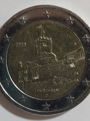 2€ Germany 2022 Thuringia used commemorative two euro coin