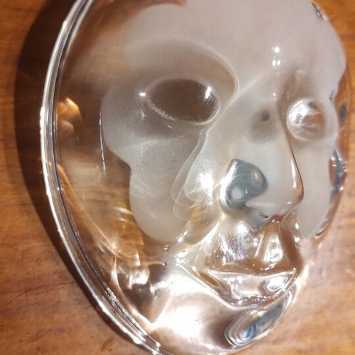 Crystal container with Venetian mask design, like new, Italian origin