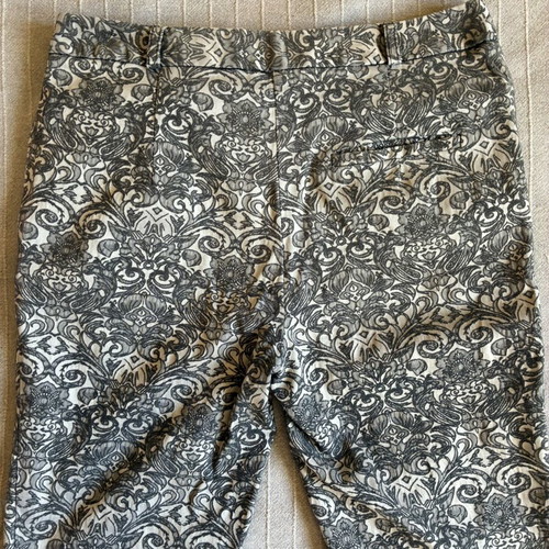 Atmosphere Textured Jacquard Brocade Trousers luxury size S black grey floral damask