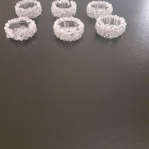 Napkin rings set of 6 like new with white beads