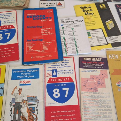 Large Collection of 50 Used Vintage USA Road and Travel Maps