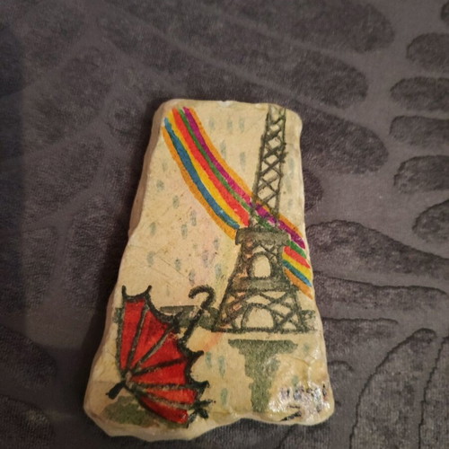 Painted stone with Eiffel Tower new
