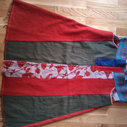 Boho skirt with patchwork in excellent condition, 100% wool