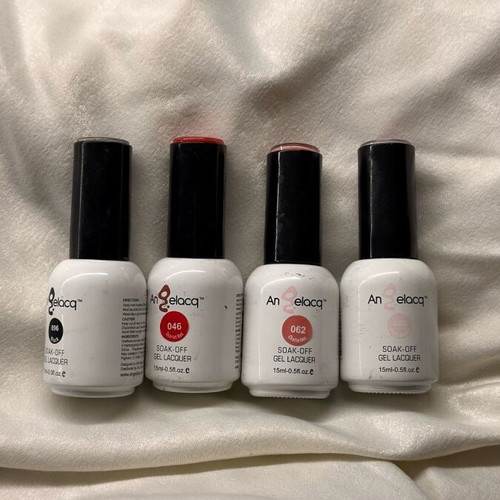 Set of 4 used semi-permanent nail polishes, 4 x 15ml