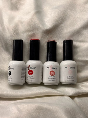 Set of 4 used semi-permanent nail polishes, 4 x 15ml
