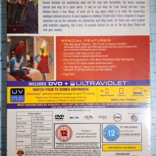 The Big Bang Theory DVD new, complete sixth season without Greek subtitles