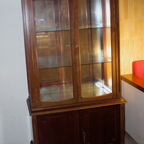 Showcase cabinet used, solid mahogany wood with lower cupboard