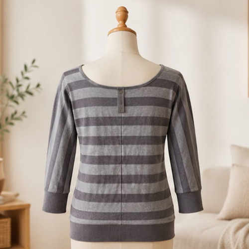Guess cotton blouse L, beige and brown, 3/4 sleeves