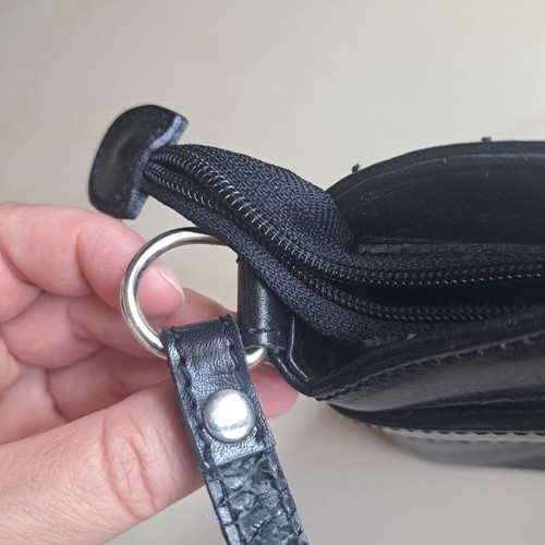 Vera Pelle shoulder bag used, black leather, made in Italy