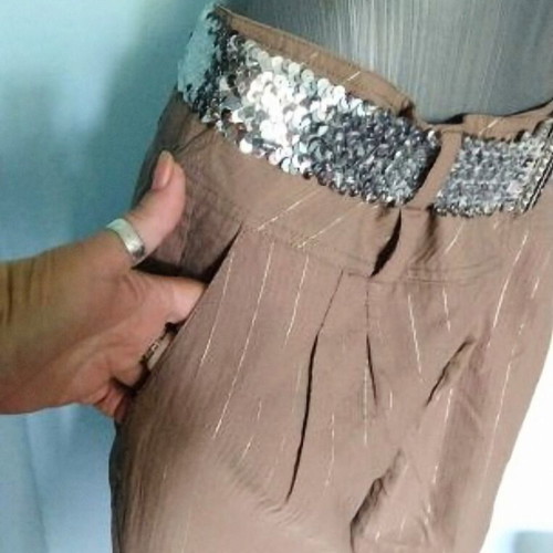 Pepper corn silk pants like new, beige color