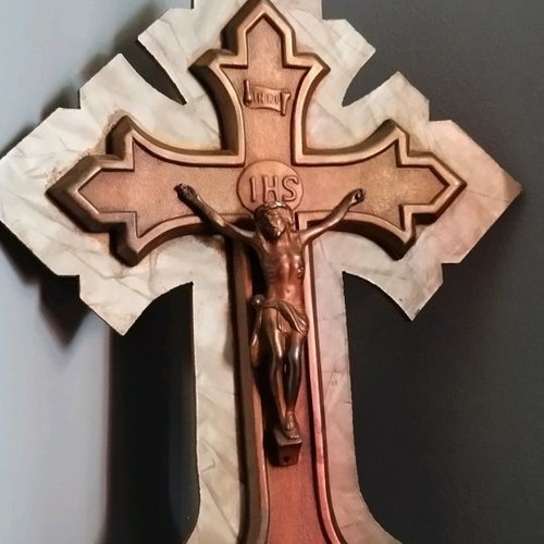 Catholic cross used, old with wood damage