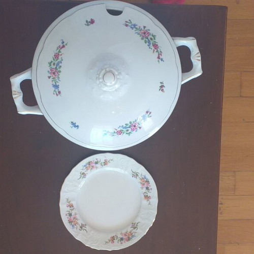Czechoslovakian porcelain dinnerware set like new with replaced plates